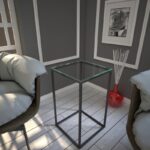 Βοηθητικό τραπέζι Pure γυαλί 6mm μεταλλικά πόδια 35x62cm ed6967 - Image 5