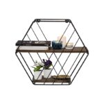 Ραφιέρα Liliales σκούρο καρυδί μαύρο ξύλο μεταλλικό πλαίσιο 44x15x40εκ ed6974 - Image 5