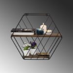 Ραφιέρα Liliales σκούρο καρυδί μαύρο ξύλο μεταλλικό πλαίσιο 44x15x40εκ ed6974 - Image 4