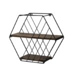 Ραφιέρα Liliales σκούρο καρυδί μαύρο ξύλο μεταλλικό πλαίσιο 44x15x40εκ ed6974 - Image 3