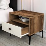 Κομοδίνο Lisbona καρυδί κρεμ χρώμα 56x40x50 8cm ed7014 - Image 4