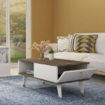 Τραπέζι σαλονιού Delux καρυδί άσπρο μελαμίνη 90x45x42 4εκ ed7022 - Image 5