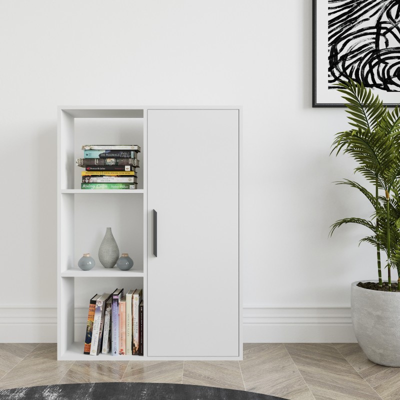 7034_0-800x800 Βιβλιοθήκη Patrick άσπρη μελαμίνη 90x25x123 6cm ed7034 - Image 1