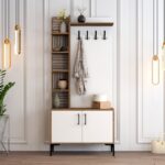 Έπιπλο εισόδου Viyana καρυδί άσπρο μελαμίνη μεταλλικά πόδια 90x35x200εκ ed704