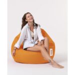 Πουφ Premium XXL πορτοκαλί αδιάβροχο ύφασμα 115x39cm ed7069 - Image 2