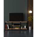 Έπιπλο tv Nina μαύρο χρώμα μέταλλο 124x26x46cm ed7079