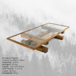 Τραπέζι σαλονιού Yabila μασίφ ξύλο επιφάνεια γυαλί 130x76x30εκ ed7118