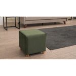 Σκαμπό Daisy πράσινο ξύλινα πόδια 40x40x40εκ ed7140 - Image 2