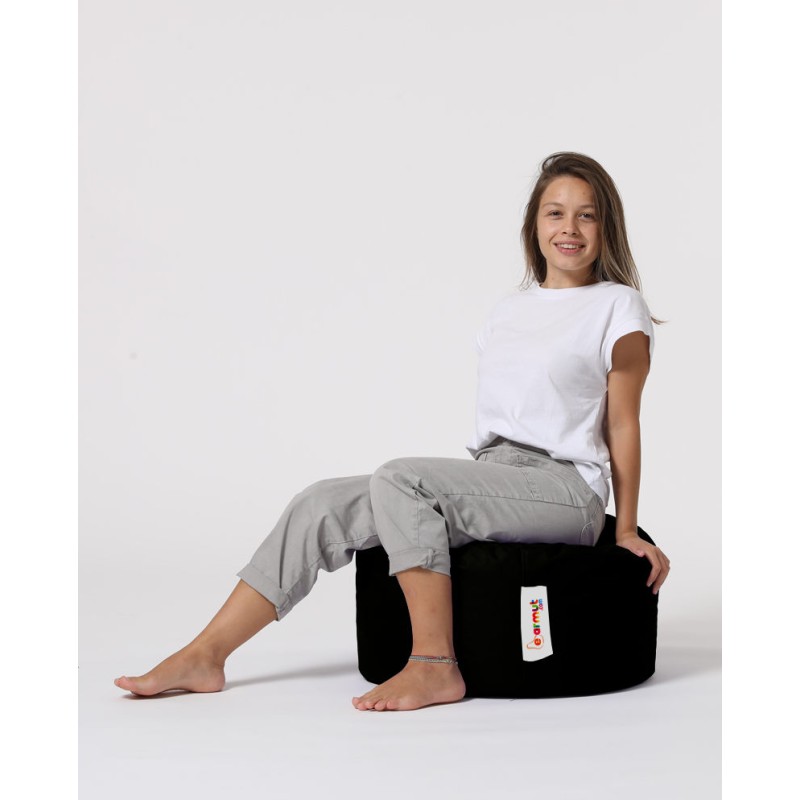 7156_0-800x800 Πουφ Round μαύρο ύφασμα 55x30cm ed7156 - Image 1