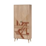 Ντουλάπα City Flow 80x45x190cm μελαμίνη ξύλινα πόδια ed7161 - Image 4