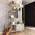 Έπιπλο εισόδου Doga άσπρο χρυσό μελαμίνη 90x35x175εκ ed7176 - Image 5