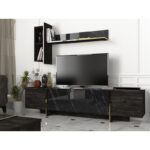 Έπιπλο tv Verona 180x32 3x45cm μαύρο χρυσό χρώμα μελαμίνη ed71