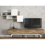 Έπιπλο TV Vince χρώματος λευκό καρυδί 180x29 5x43 1cm ed7200