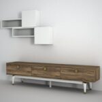 Έπιπλο TV Vince χρώματος λευκό καρυδί 180x29 5x43 1cm ed7200 - Image 4
