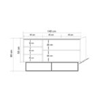 Μπουφές Quattro atlantic pine μαύρο καφέ χρώμα μελαμίνη 140x80x40cm ed7220 - Image 2