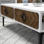 Τραπέζι σαλονιού Samba άσπρο καρυδί μελαμίνη 105x60x34 6εκ ed7223 - Image 3