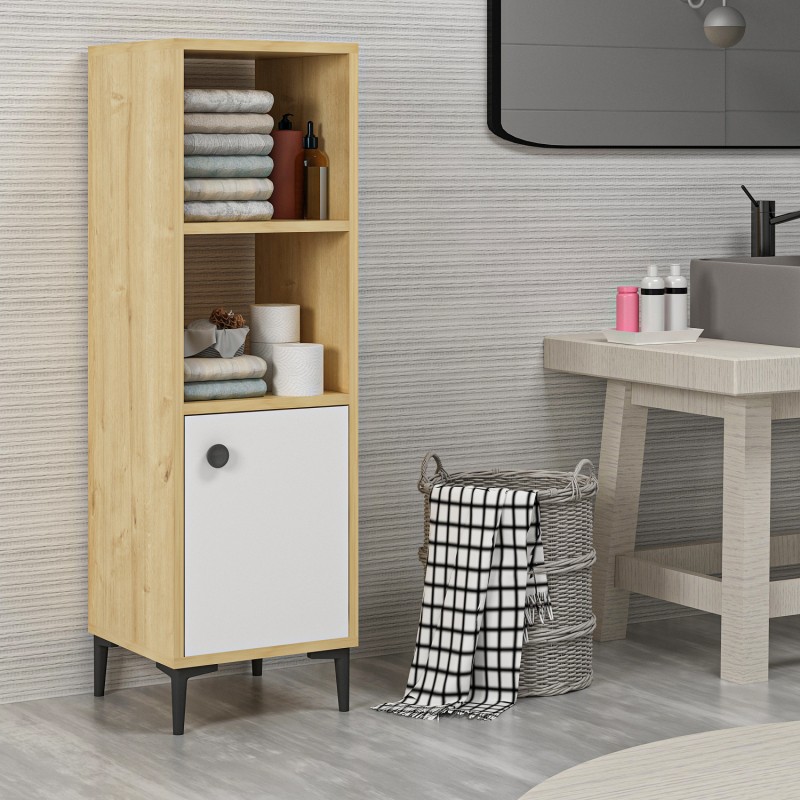 7243_0-800x800 Ντουλάπι μπάνιου Alone Sapphire Oak άσπρο 38 6x35x115cm ed7243 - Image 1