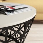 Τραπέζι σαλονιού Ferfor κρεμ μελαμίνη μεταλλικά πόδια 90x38x90εκ ed7262 - Image 4