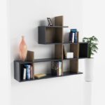 Ράφι τοίχου Lago ανθρακί καρυδί χρώμα 129x22x99cm ed7263 - Image 5