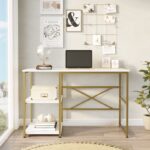 Γραφείο Veggio μελαμίνη 120x60x75cm λευκό χρυσό ed7283