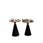 Σετ μεταλλικά τραπεζάκια Corti χρυσό μαύρο χρώμα 42x55cm ed7286 - Image 3