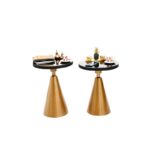 Σετ μεταλλικά τραπεζάκια Corti χρυσό μαύρο χρώμα 42x55cm ed7287 - Image 3