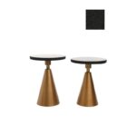 Σετ μεταλλικά τραπεζάκια Corti χρυσό μαύρο χρώμα 42x55cm ed7287 - Image 4