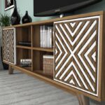 Έπιπλο τηλεόρασης Inch καρυδί λευκό 160x35x56 2cm ed7301 - Image 3