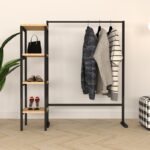 Ντουλάπα Istin μαύρο μελαμίνη μεταλλικά πόδια 160x40x170εκ ed7302