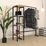 Ντουλάπα Istin μαύρο μελαμίνη μεταλλικά πόδια 160x40x170εκ ed7302 - Image 5