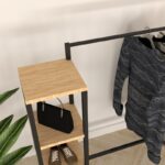 Ντουλάπα Istin μαύρο μελαμίνη μεταλλικά πόδια 160x40x170εκ ed7302 - Image 4