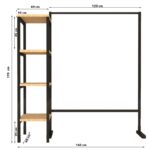 Ντουλάπα Istin μαύρο μελαμίνη μεταλλικά πόδια 160x40x170εκ ed7302 - Image 2