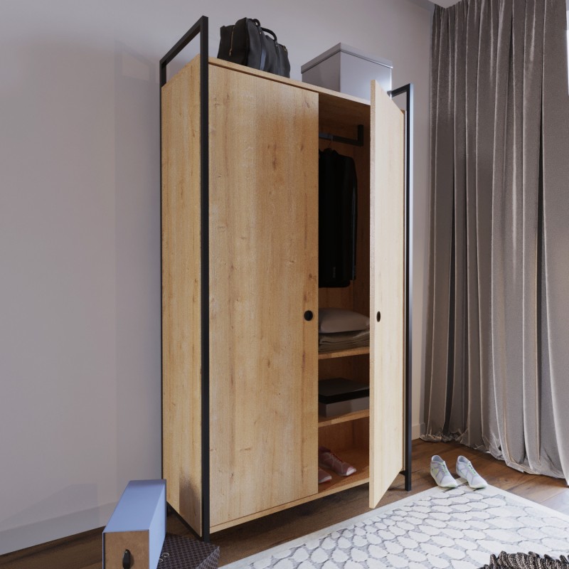 730_0-800x800 Ντουλάπα Gard δρυς μελαμίνη μεταλλικά πόδια 100x40x180εκ ed730 - Image 1