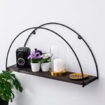 Ραφιέρα Indicum καρυδί μαύρο ξύλο μεταλλικό πλαίσιο 60x30x15εκ ed7318