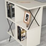 Γραφείο Mantallo 2 κρεμ μελαμίνη 120x60x78 8cm ed7319 - Image 4