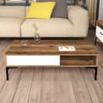 Τραπέζι σαλονιού Istanbul καρυδί άσπρο μελαμίνη μεταλλικά πόδια 105x60x32 6εκ ed7324 - Image 4