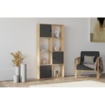 Βιβλιοθήκη Ena Sapphire ανθρακί μελαμίνη 77 8x22x151 4εκ ed7329