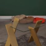 Τραπέζι σαλονιού Roman Mini μουσταρδί μελαμίνη γυαλί 57x41cm ed7344