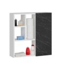 Ντουλάπι μπάνιου Secret λευκό μαύρο Marble χρώμα μελαμίνη 60x22x63 6cm ed7346 - Image 4