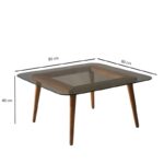Τραπέζι σαλονιού Smart μπρονζέ ξύλο επιφάνεια γυαλί 80x80x40εκ ed735 - Image 2