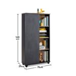 Βιβλιοθήκη Black μαύρο μελαμίνη 76 5x29 5x140εκ ed7371 - Image 3