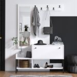 Έπιπλο εισόδου Lopp άσπρο μελαμίνης με μεταλλικά μαύρα πόδια 120x35x70εκ ed7374