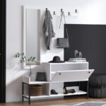 Έπιπλο εισόδου Lopp άσπρο μελαμίνης με μεταλλικά μαύρα πόδια 120x35x70εκ ed7374 - Image 4