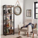 Βιβλιοθήκη Cosmo Atlantic Pine μαύρο μελαμίνη μεταλλικό πλαίσιο 60x35x180εκ ed737