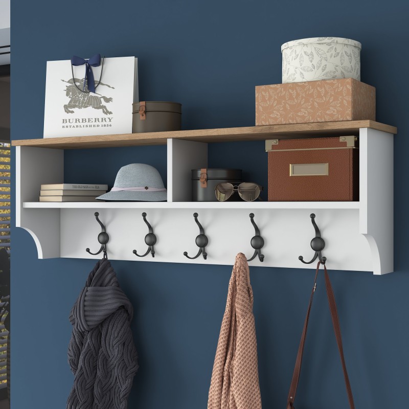 7393_0-800x800 Έπιπλο εισόδου Volta άσπρο καρυδί μελαμίνη 120x22 2x37 2εκ ed7393 - Image 1