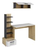 Γραφείο Alba ανθρακί λευκή Sapphire Oak μελαμίνη 120x60x72cm ed7409 - Image 4