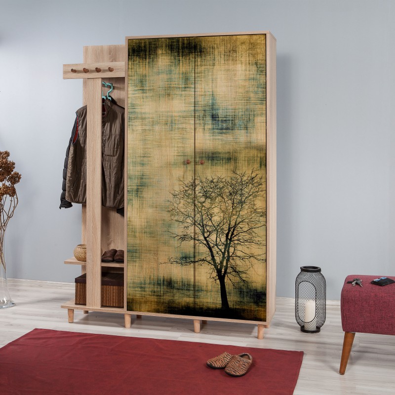 740_0-800x800 Έπιπλο εισόδου Garmanto δρυς μελαμίνη 135x36x194εκ ed740 - Image 1