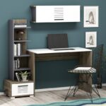 Γραφείο Alba λευκή καρυδί ανθρακί μελαμίνη 120x60x72cm ed7410