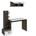 Γραφείο Alba λευκή καρυδί ανθρακί μελαμίνη 120x60x72cm ed7410 - Image 4