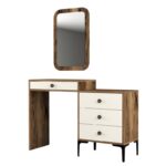 Κονσόλα Lizbon με καθρέπτη καρυδί κρεμ 124x40x84 7cm ed7444 - Image 3